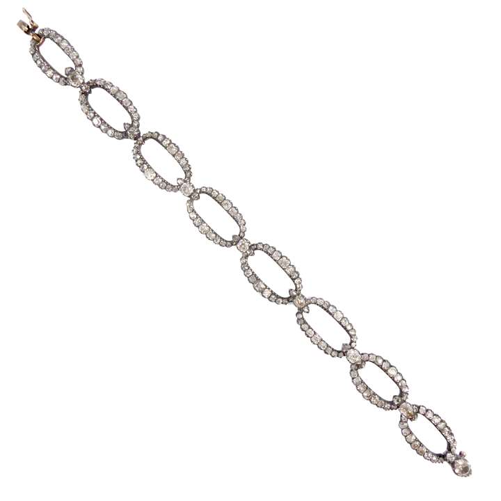 Diamond openwork oval cluster bracelet